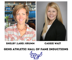 Shelby (Lard) Krumm and Cassie Wait to be inducted into GEHS Athletic Hall of Fame