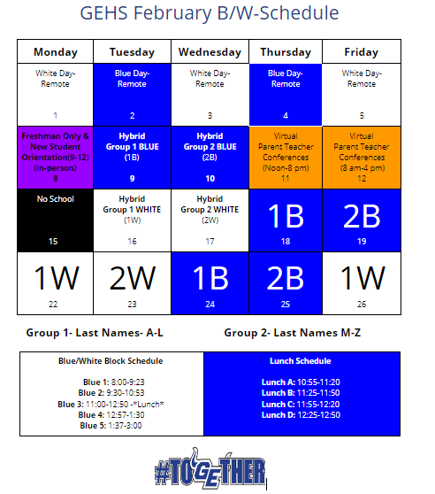 Feb Hybrid Schedule